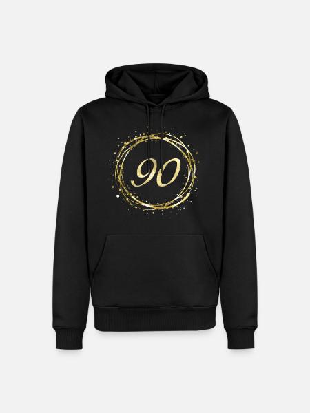 90 - Männer Premium Bio Hoodie - Schwarz