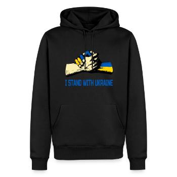 Je suis aux côtés de l’Ukraine - Sweat à capuche Premium bio Homme - noir - Devant - Nico (187cm)