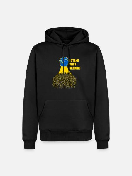 Io sto con l'Ucraina Ucraino Bandiera Ucraina Supporto - Felpa con cappuccio ecologica premium da uomo - nero