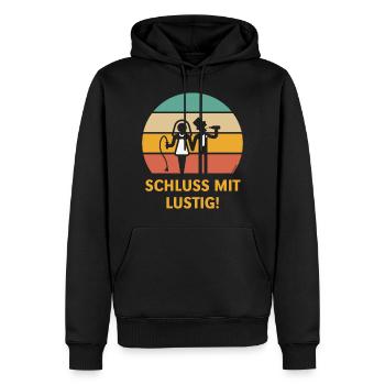 Schluss Mit Lustig! (JGA Peitsche Bier Sunset 5C) - Männer Premium Bio Hoodie - Schwarz - Vorne - Nico (187cm)
