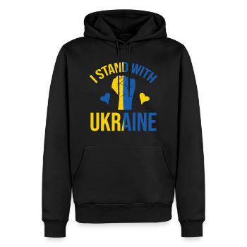 Ich stehe an der Seite der Ukraine - Männer Premium Bio Hoodie - Schwarz - Vorne - Nico (187cm)