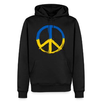 Peace Zeichen Friedenszeichen - Farben der Ukraine - Männer Premium Bio Hoodie - Schwarz - Vorne - Nico (187cm)