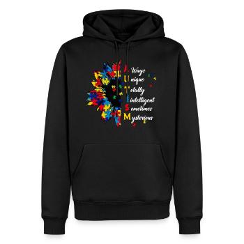 Toujours unique Totalement Intelligent Mystérieux - Sweat à capuche Premium bio Homme - noir - Devant - Nico (187cm)