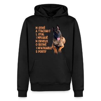 Malinois chien de qualité - Sweat à capuche Premium bio Homme - noir - Devant - Nico (187cm)