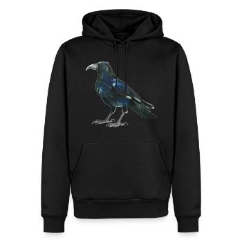Rabe Krähe mit leicht bläulich grünen Federn - Männer Premium Bio Hoodie - Schwarz - Vorne - Nico (187cm)