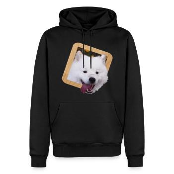 Chiot Samoyède dans un cadre - Sweat à capuche Premium bio Homme - noir - Devant - Nico (187cm)