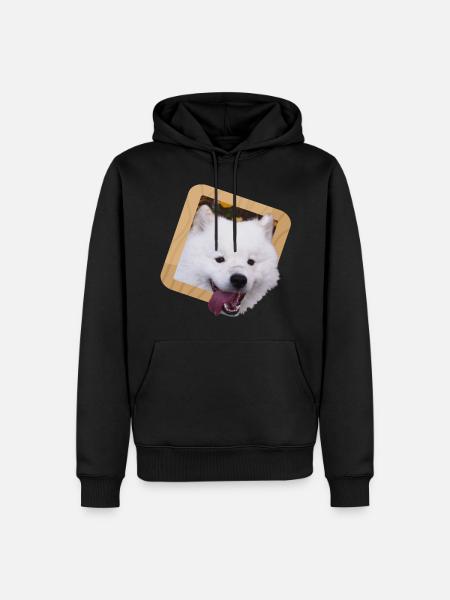 Samoyed puppy in a frame - Men’s Premium Organic Hoodie - black