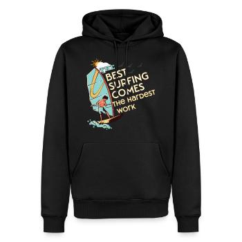 The best surfing comes the hardest work - Sweat à capuche Premium bio Homme - noir - Devant - Nico (187cm)