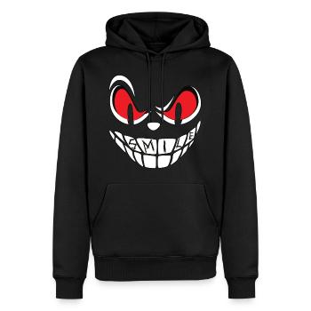 Visage souriant - Sweat à capuche Premium bio Homme - noir - Devant - Nico (187cm)