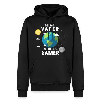 Am Tag Vater Bei Nacht Zocker Gaming Vatertag - Männer Premium Bio Hoodie - Schwarz - Vorne - Nico (187cm)