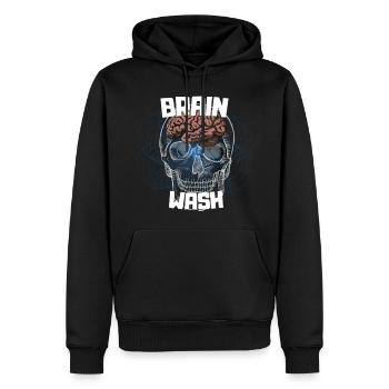 brain wash - Sweat à capuche Premium bio Homme - noir - Devant - Nico (187cm)