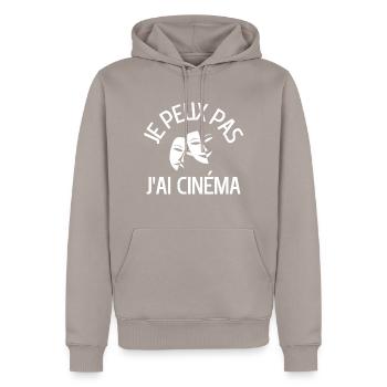 JE PEUX PAS J AI CINEMA - Sweat à capuche Premium bio Homme - taupe - Devant - Nico (187cm)
