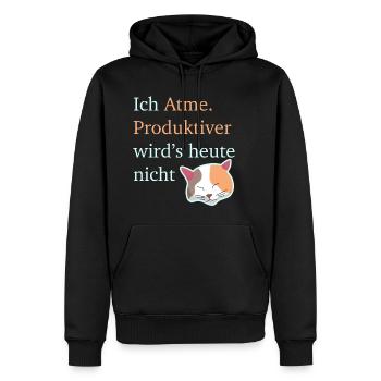 Produktiver wird’s heute nicht. Müde Katze - Männer Premium Bio Hoodie - Schwarz - Vorne - Nico (187cm)