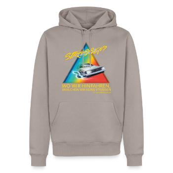 Retour Vers Le Futur Wir Brauchen Keine Straßen - Sweat à capuche Premium bio Homme - taupe - Devant - Nico (187cm)
