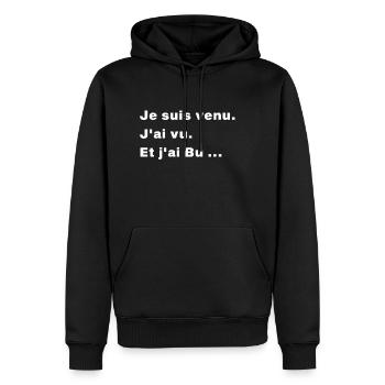 Je suis venu j'ai vu et j'ai bu - Sweat à capuche Premium bio Homme - noir - Devant - Nico (187cm)
