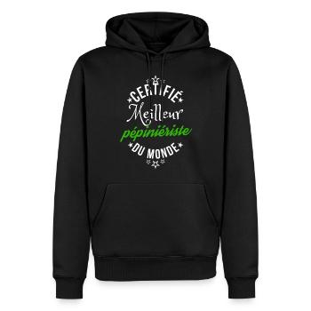 Certifié Meilleur Pépiniériste du monde - Sweat à capuche Premium bio Homme - noir - Devant - Nico (187cm)