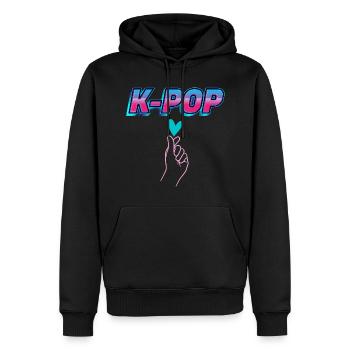 k-pop ou korean pop - Sweat à capuche Premium bio Homme - noir - Devant - Nico (187cm)