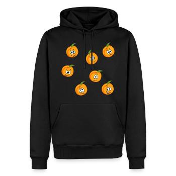 Pfirsich - Männer Premium Bio Hoodie - Schwarz - Vorne - Nico (187cm)