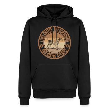 Foxhound Kaffee Retro Hund Cafe - Männer Premium Bio Hoodie - Schwarz - Vorne - Nico (187cm)