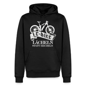 E-Bike Lächeln Statt Hächeln Elektro Fahrrad - Männer Premium Bio Hoodie - Schwarz - Vorne - Nico (187cm)