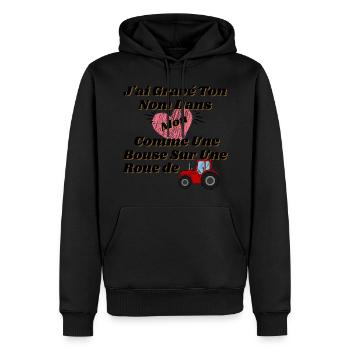 j ai gravé ton nom dans mon cœur comme une roue - Sweat à capuche Premium bio Homme - noir - Devant - Nico (187cm)