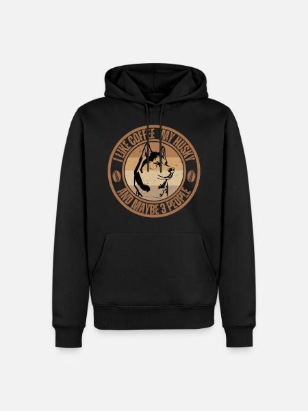 Husky Coffee Dog Cafe - Men’s Premium Organic Hoodie - black