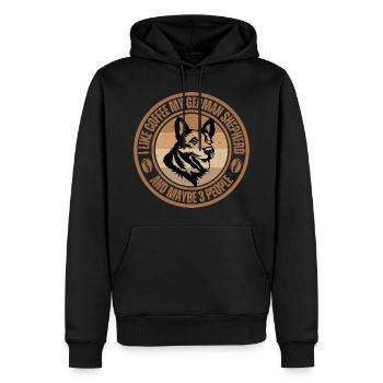German Shepherd Coffee Dog Cafe - Men’s Premium Organic Hoodie - black - Front - Nico (187cm)