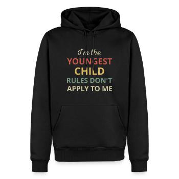 Jumelage - Les règles relatives aux plus jeunes enfants ne s’appliquent pas à moi - Sweat à capuche Premium bio Homme - noir - Devant - Nico (187cm)