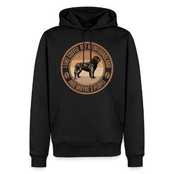 Café rétro-chien de Terre-Neuve - Sweat à capuche Premium bio Homme - noir - Devant - Nico (187cm)