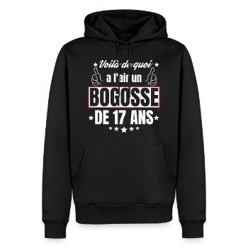 Bogosse De 17 Ans Idée Cadeau D'Anniversaire 17Ans - Sweat à capuche Premium bio Homme - noir - Devant - Nico (187cm)