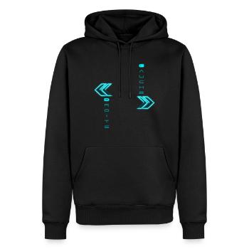 Droite et gauche flèche style néon turquoise - Sweat à capuche Premium bio Homme - noir - Devant - Nico (187cm)