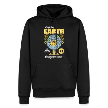Keep the Earth - Männer Premium Bio Hoodie - Schwarz - Vorne - Nico (187cm)