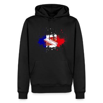 Splash Tricolore Elsass - Männer Premium Bio Hoodie - Schwarz - Vorne - Nico (187cm)