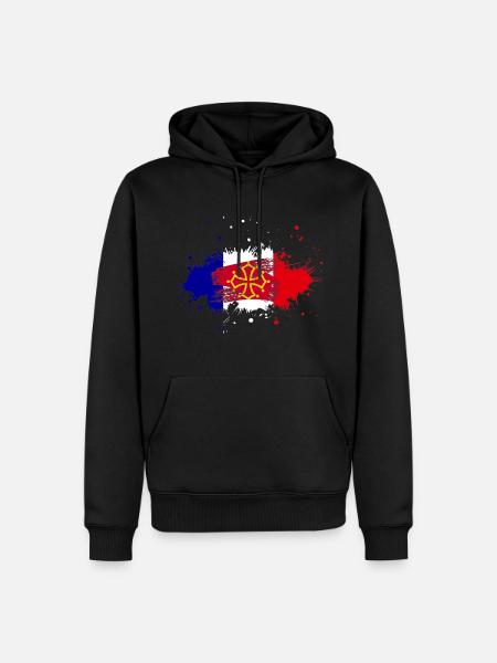 Splash Tricolore Midi Pyrenees - Sweat à capuche Premium bio Homme - noir