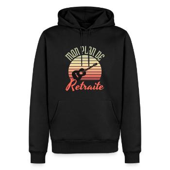 mon plan de retraite la guitare - cadeau guitare - Sweat à capuche Premium bio Homme - noir - Devant - Nico (187cm)