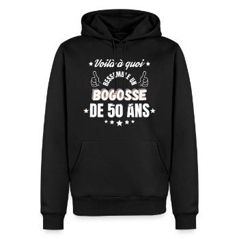 Bogosse de 50 Ans - Sweat à capuche Premium bio Homme - noir - Devant - Nico (187cm)