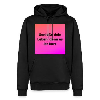 Leben genießen - Männer Premium Bio Hoodie - Schwarz - Vorne - Nico (187cm)
