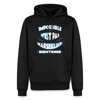 Impossible n'est pas marseillais - Sweat à capuche Premium bio Homme - noir - Devant - Nico (187cm)