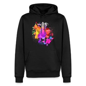 Blumentanz Flamingo Splash of Colors Kunst - Männer Premium Bio Hoodie - Schwarz - Vorne - Nico (187cm)