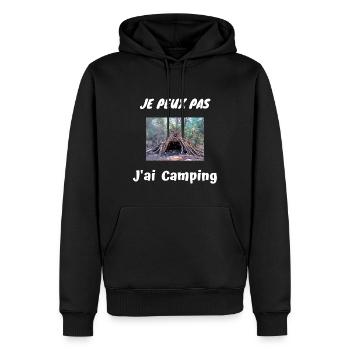 Je peux pas J'ai Camping - Sweat à capuche Premium bio Homme - noir - Devant - Nico (187cm)