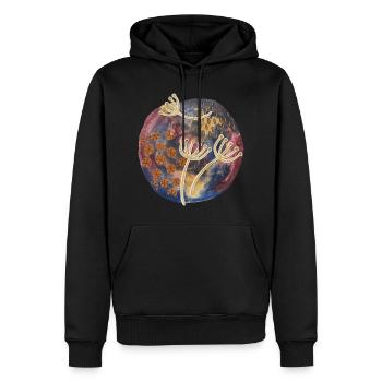 Abstrakte Blumenin Aquarell - Männer Premium Bio Hoodie - Schwarz - Vorne - Nico (187cm)