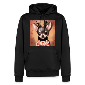 Doux heureux, chien Chihuahua dans un pull de Noël - Sweat à capuche Premium bio Homme - noir - Devant - Nico (187cm)
