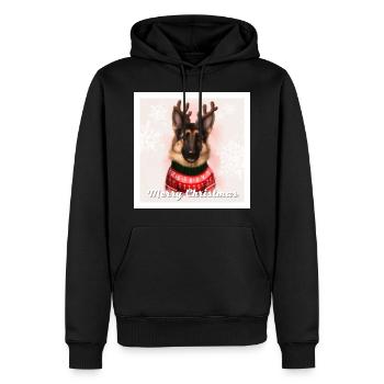 Cute German Shepherd Dog in a Christmas sweater. - Men’s Premium Organic Hoodie - black - Front - Nico (187cm)