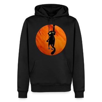 Black Cat Scary Moon - Männer Premium Bio Hoodie - Schwarz - Vorne - Nico (187cm)