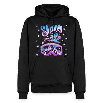 Le ski me rend libre – 1 - Sweat à capuche Premium bio Homme - noir - Devant - Nico (187cm)