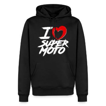 I love supermoto, i love supermotard - Sweat à capuche Premium bio Homme - noir - Devant - Nico (187cm)