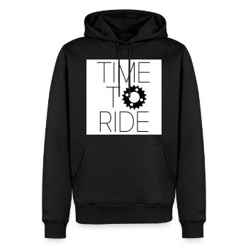 time to ride - Sweat à capuche Premium bio Homme - noir - Devant - Nico (187cm)