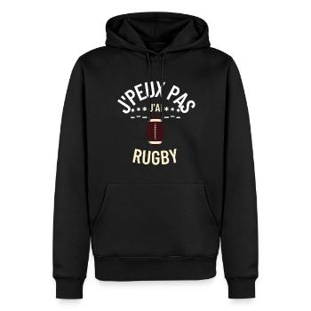 tee shirt J peux pas j ai rugby - Sweat à capuche Premium bio Homme - noir - Devant - Nico (187cm)