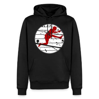 Running Courir Temps Libre Cadeau Coureur - Sweat à capuche Premium bio Homme - noir - Devant - Nico (187cm)