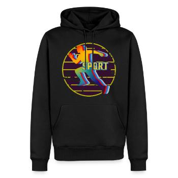 Running Courir Temps Libre Cadeau Coureur - Sweat à capuche Premium bio Homme - noir - Devant - Nico (187cm)